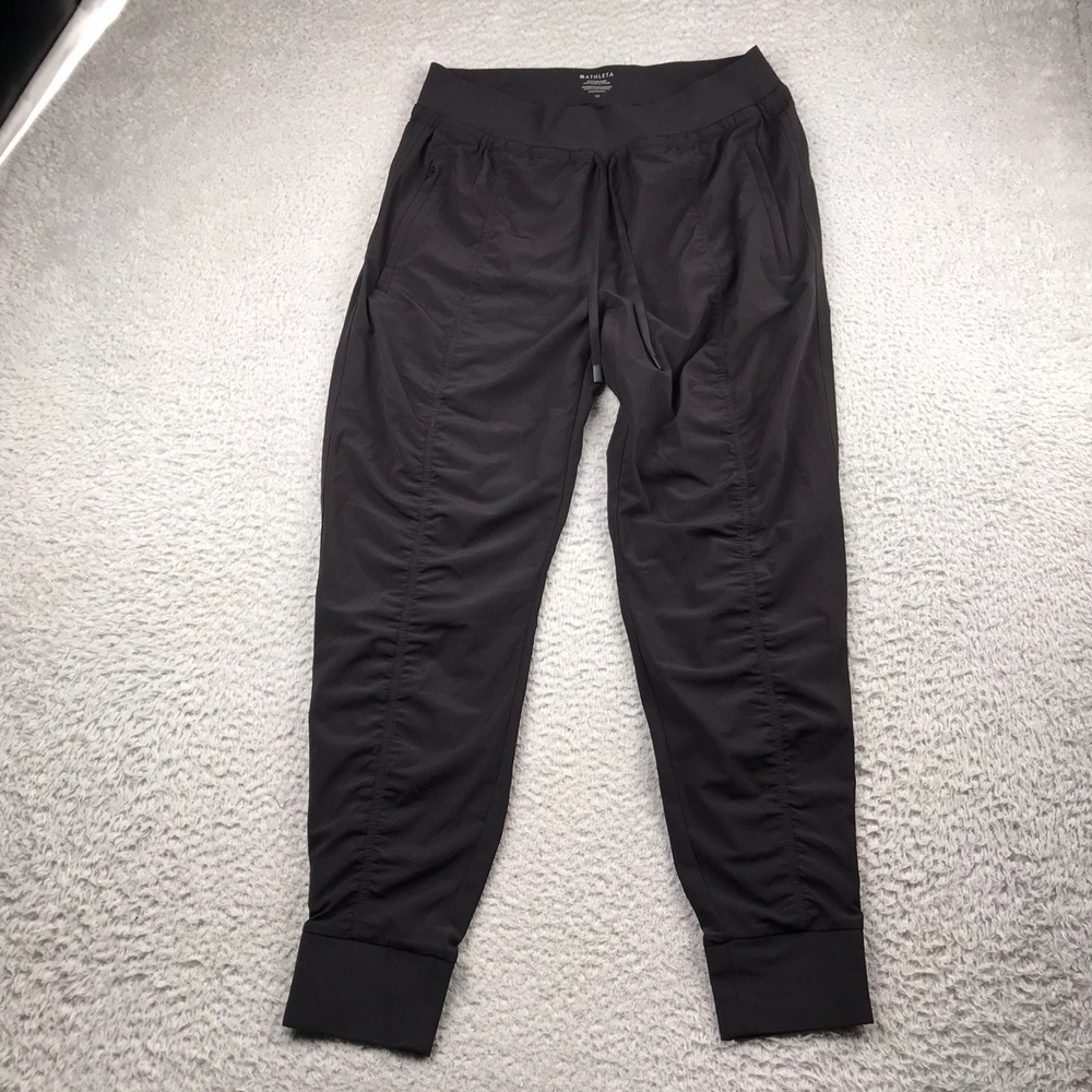 Athleta Attitude Pants Womens‎ 12 (31x27) Black Ruched Pull On Drawstring Jogger